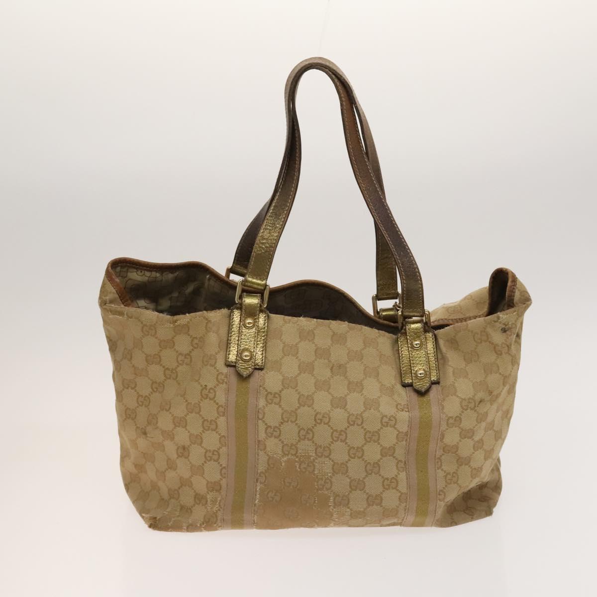 GUCCI GG Canvas Shoulder Bag 2Set Beige Gold Auth ti3169