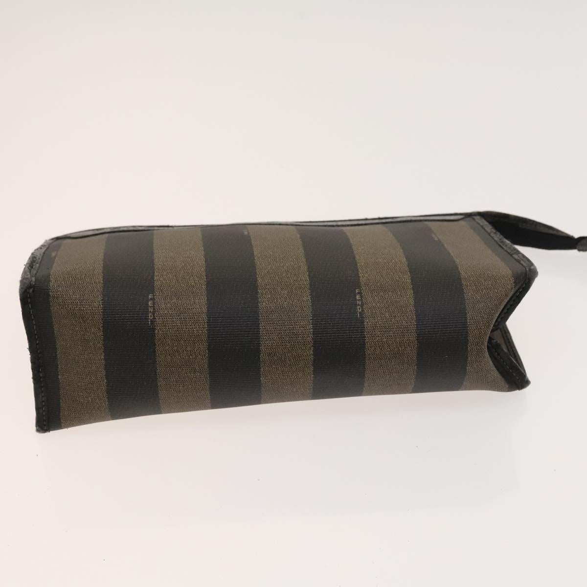 FENDI Pecan Canvas Clutch Bag PVC 4Set Black Brown Auth ti3173