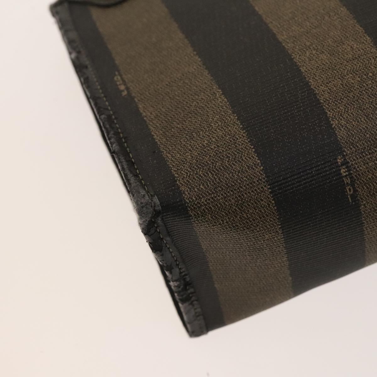 FENDI Pecan Canvas Clutch Bag PVC 4Set Black Brown Auth ti3173