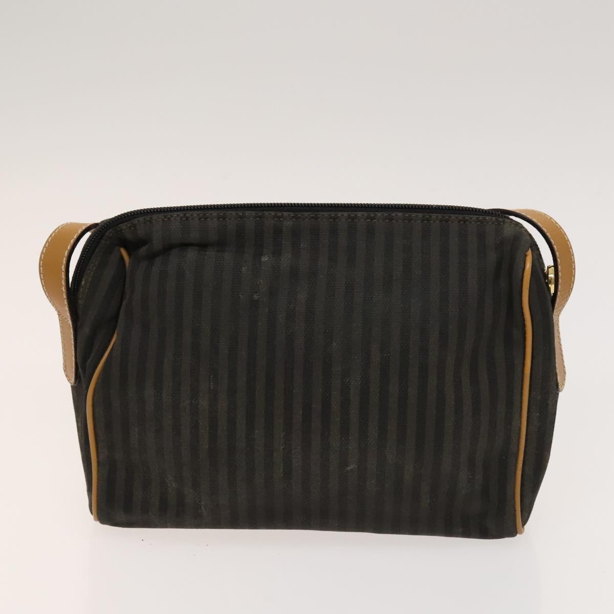 FENDI Pecan Canvas Clutch Bag PVC 4Set Black Brown Auth ti3173