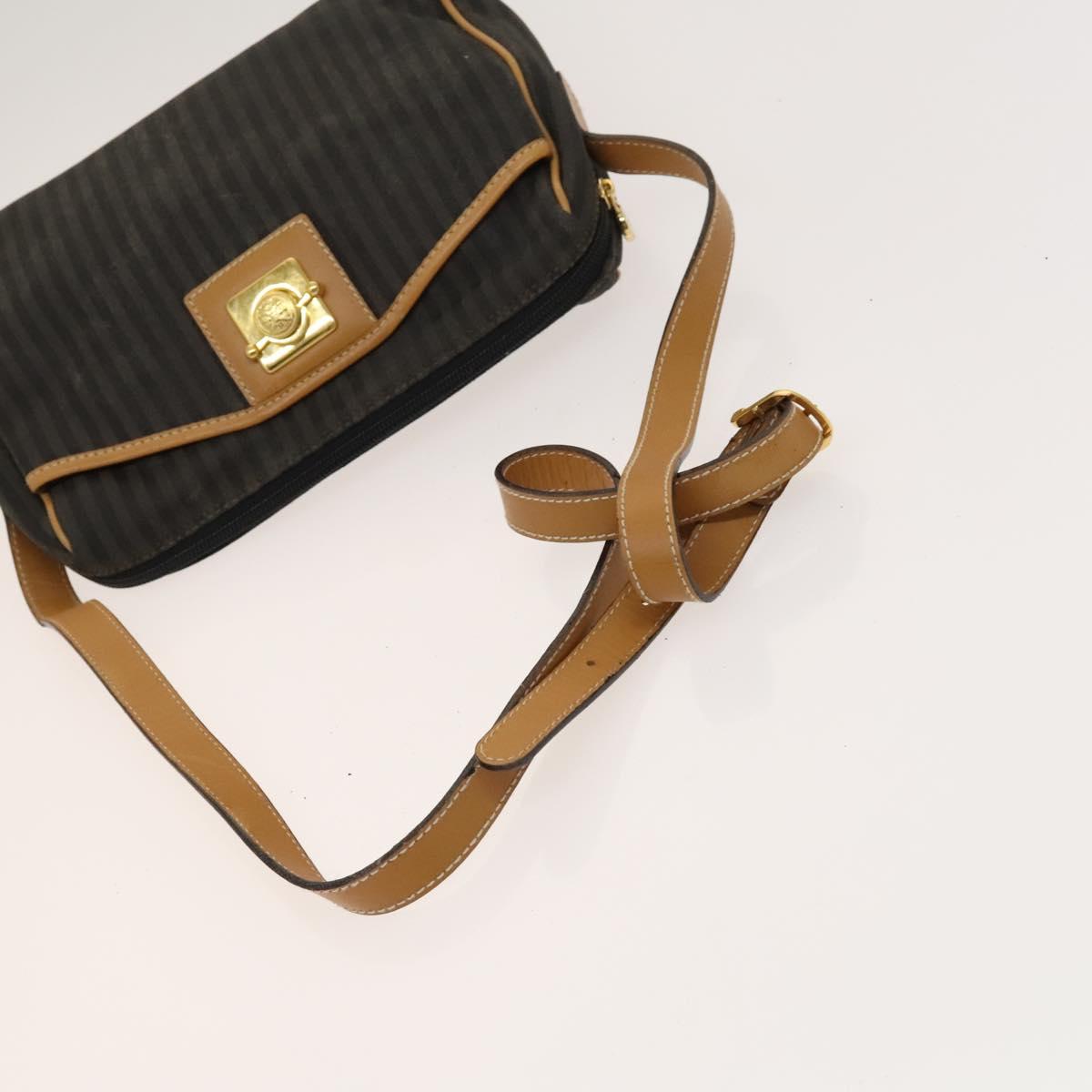 FENDI Pecan Canvas Clutch Bag PVC 4Set Black Brown Auth ti3173