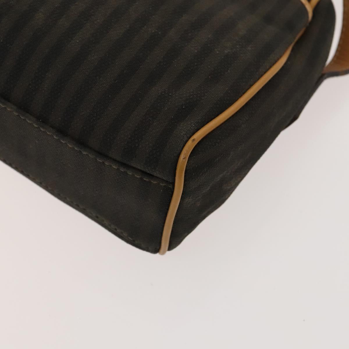 FENDI Pecan Canvas Clutch Bag PVC 4Set Black Brown Auth ti3173