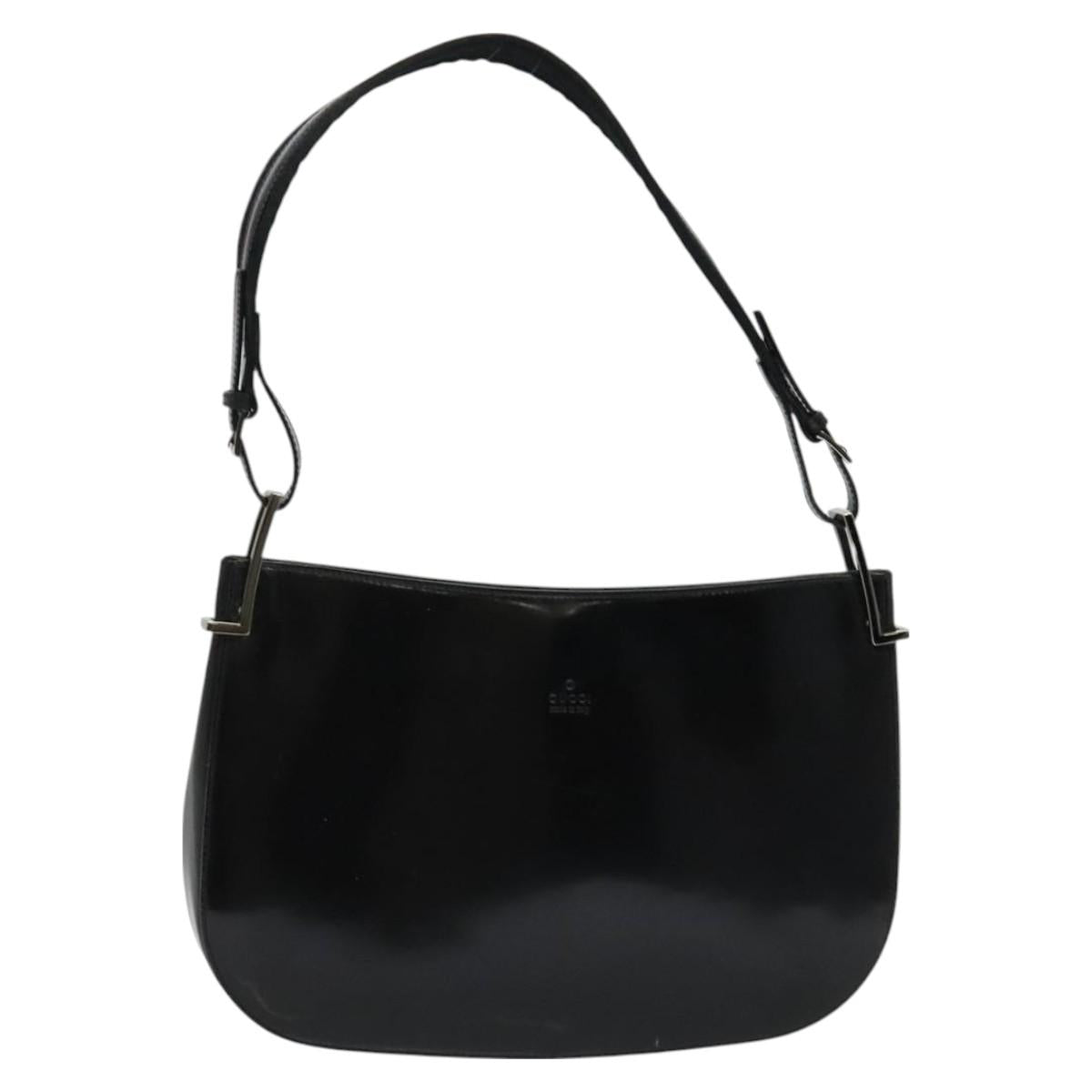 GUCCI Shoulder Bag Patent leather Black 001 3193 Auth ti3181