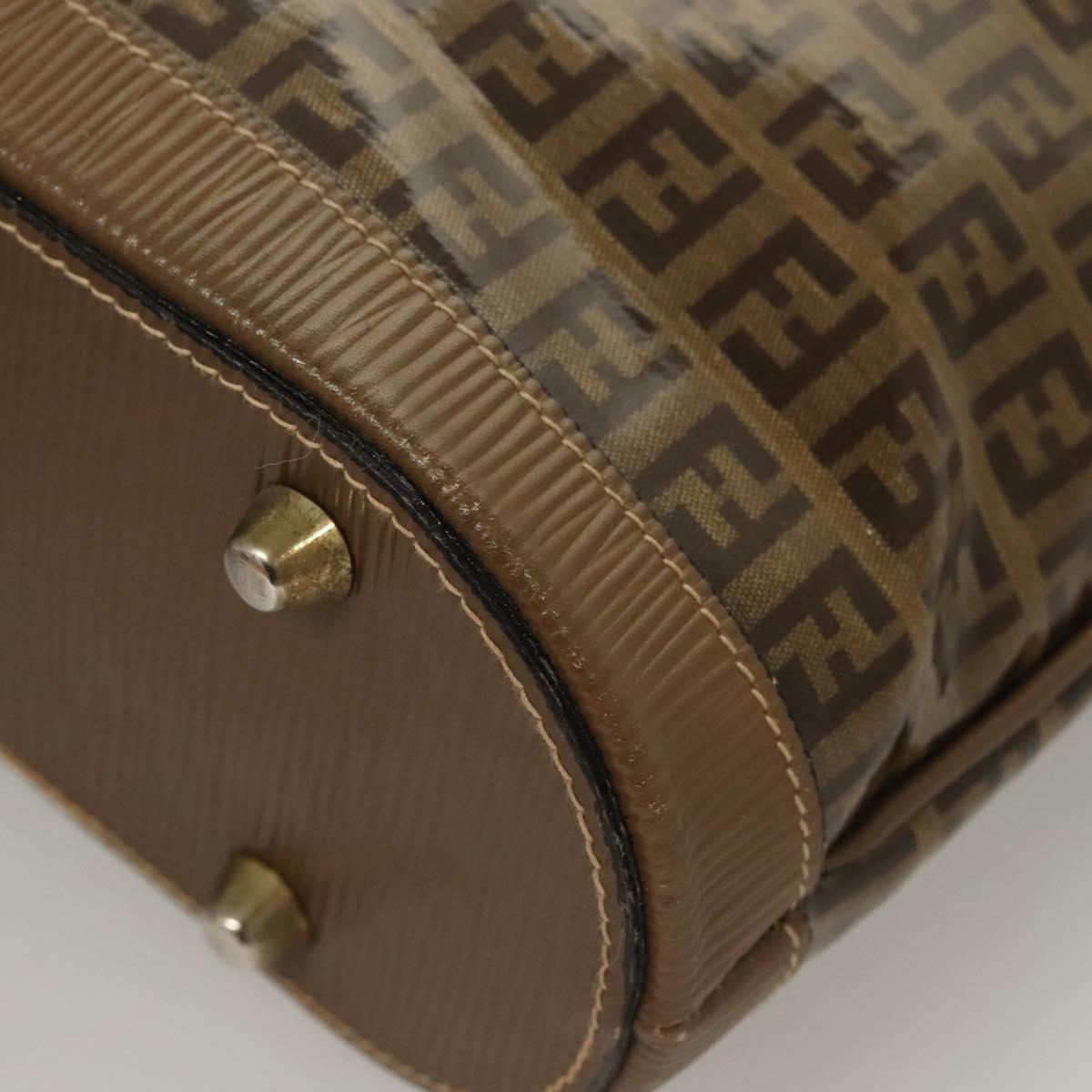 FENDI Zucchino Canvas Shoulder Bag Vintage Brown Auth ti3193