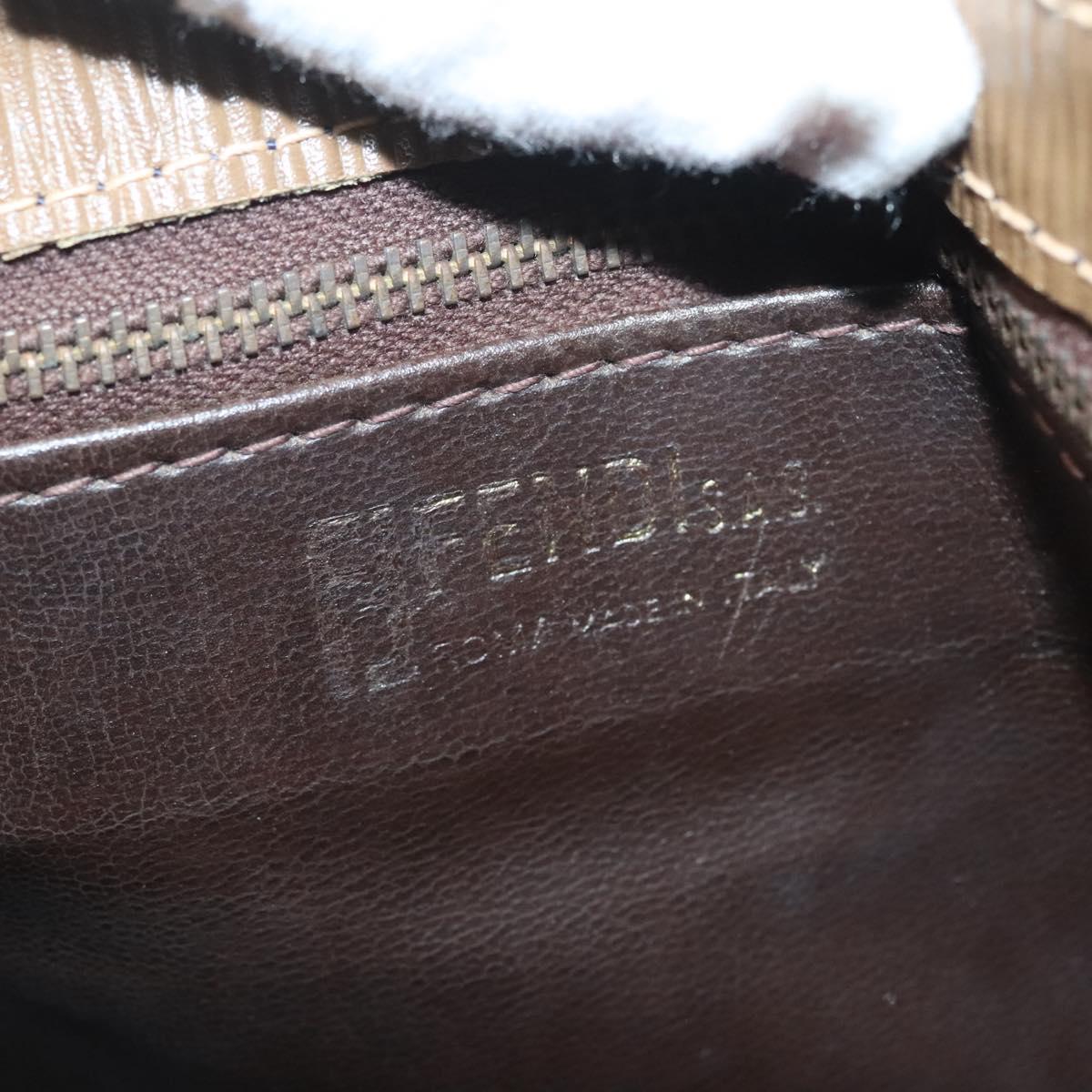 FENDI Zucchino Canvas Shoulder Bag Vintage Brown Auth ti3193