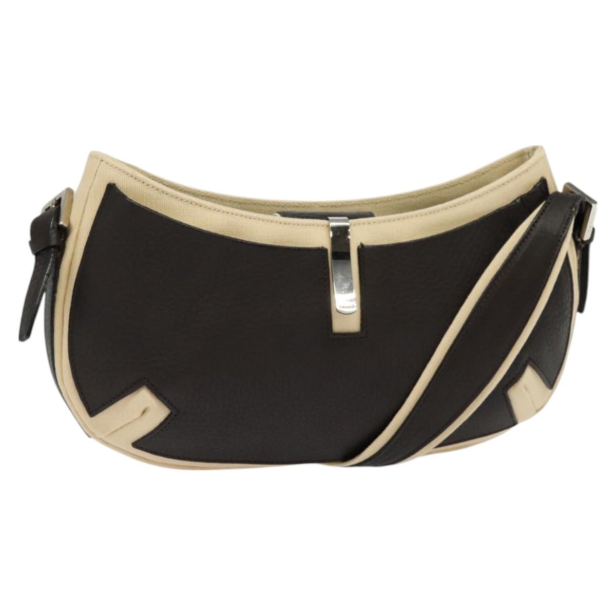 BALLY Shoulder Bag Leather Black Silver Auth ti3195
