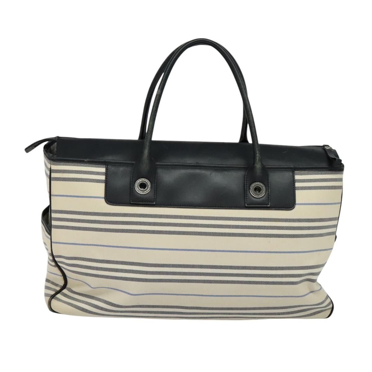 BURBERRY Nova Check Boston Bag Canvas Beige Silver Auth ti3201