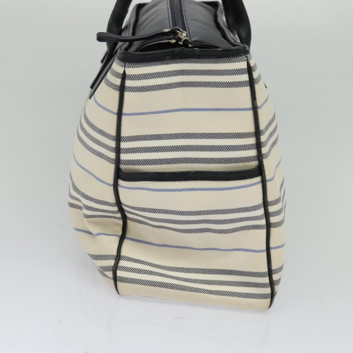 BURBERRY Nova Check Boston Bag Canvas Beige Silver Auth ti3201