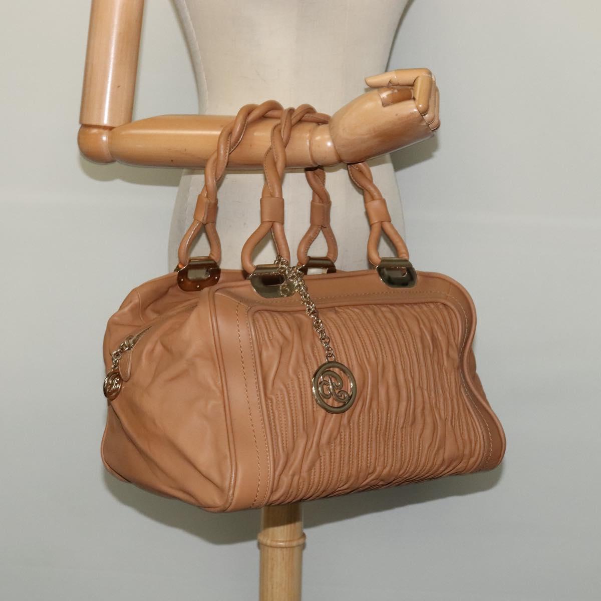 BALLY Hand Bag Leather Brown Gold Auth ti3209