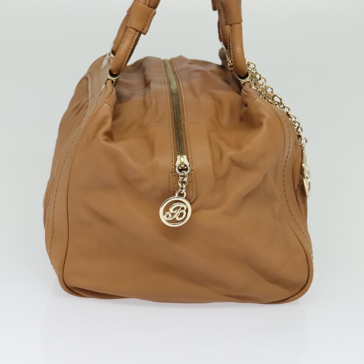 BALLY Hand Bag Leather Brown Gold Auth ti3209