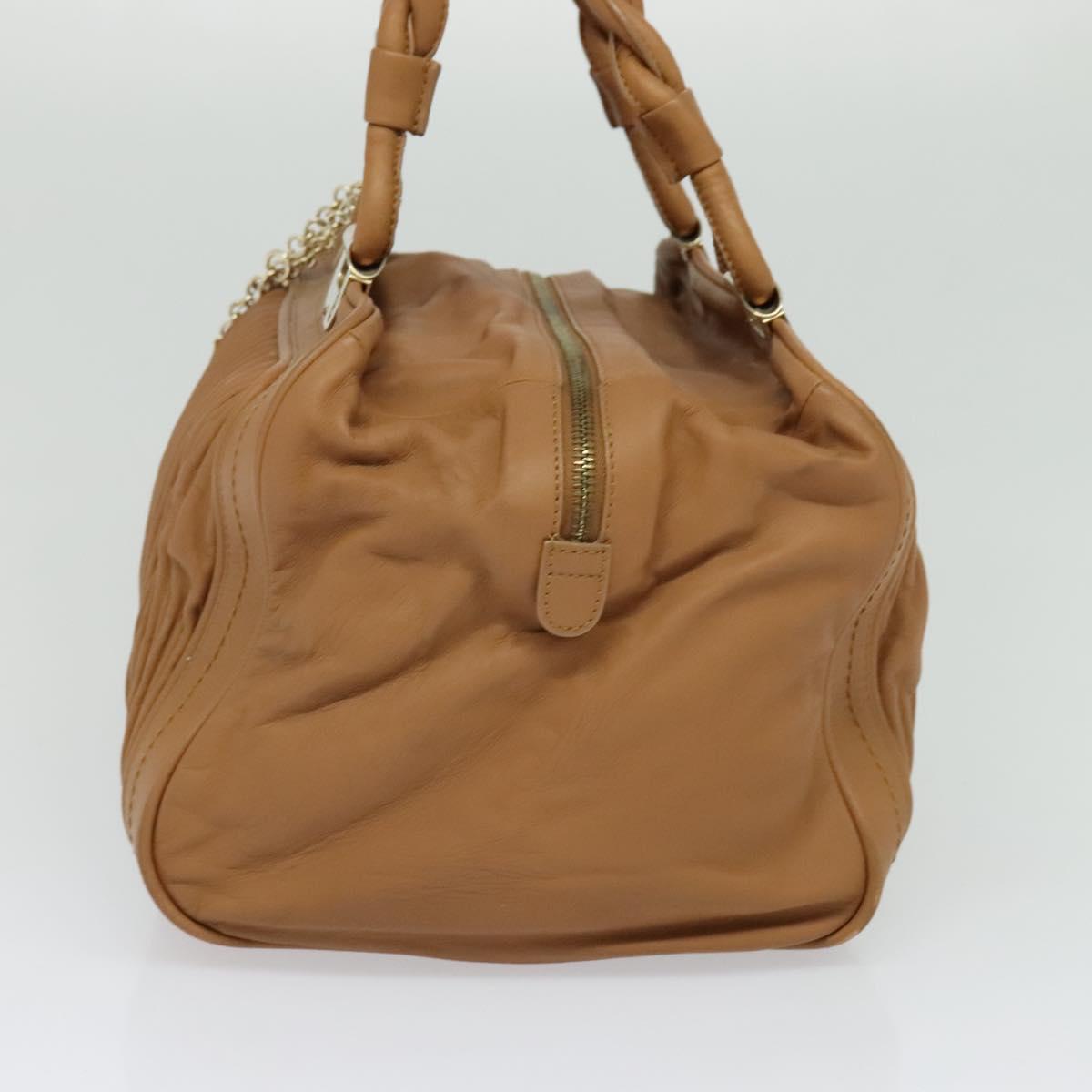BALLY Hand Bag Leather Brown Gold Auth ti3209