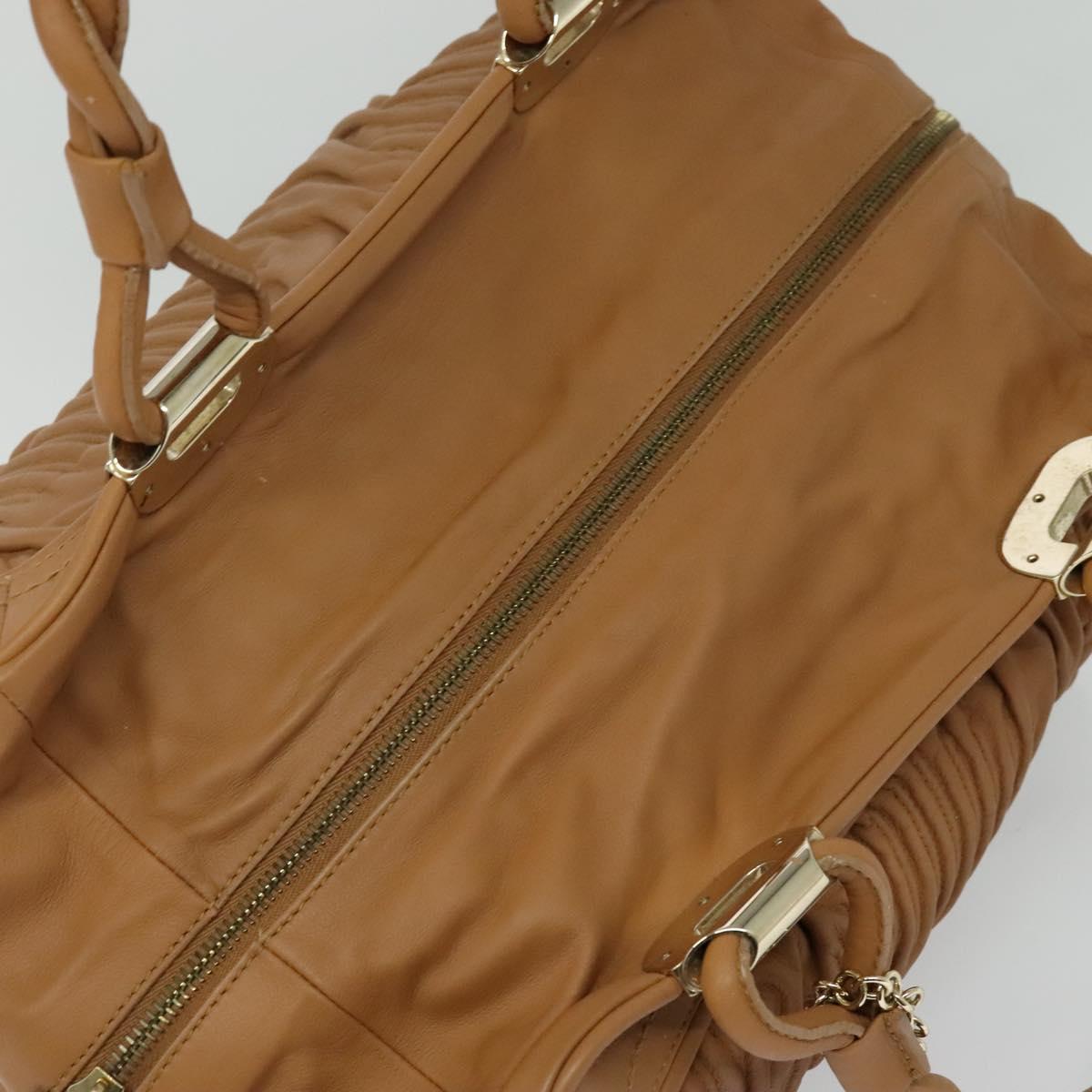 BALLY Hand Bag Leather Brown Gold Auth ti3209