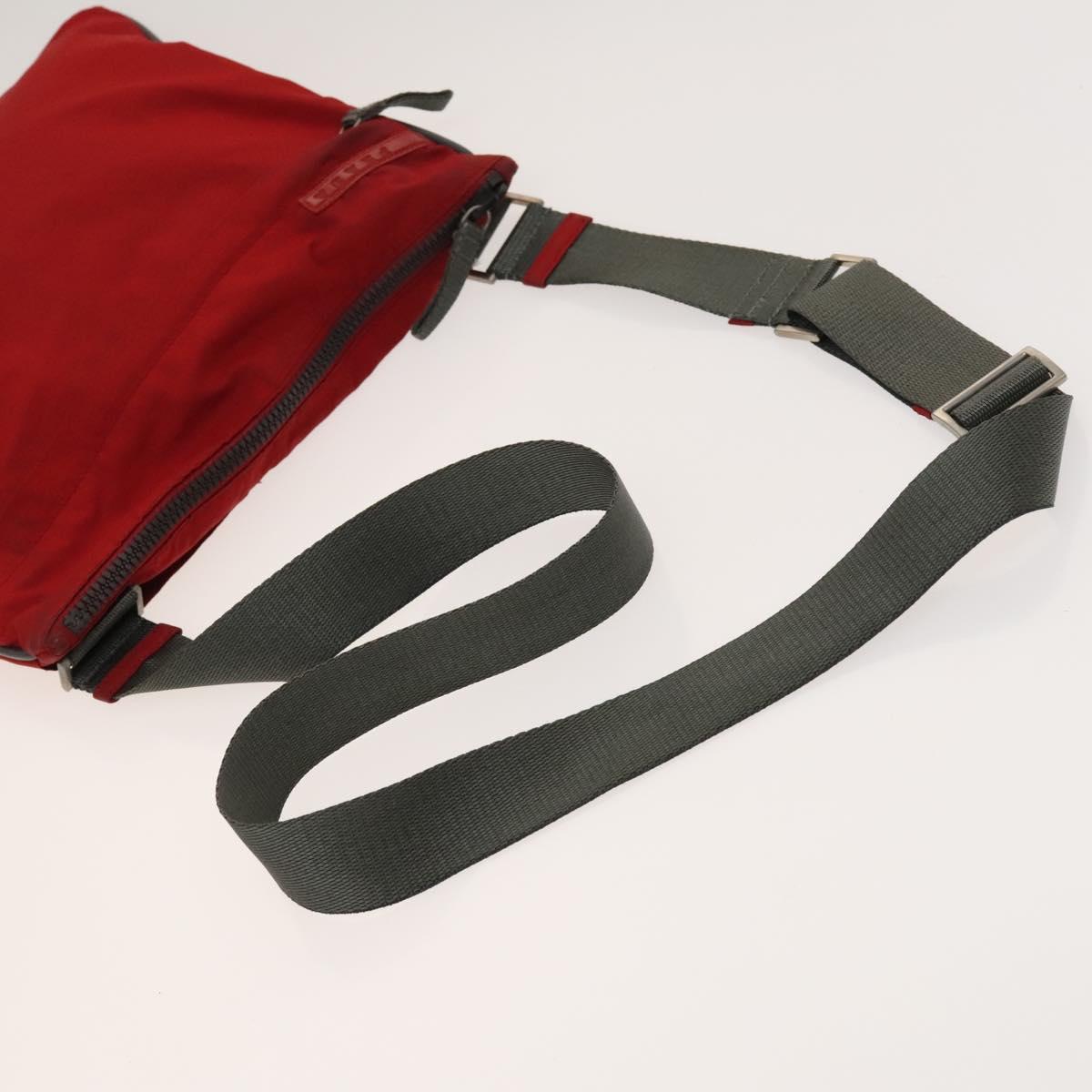 PRADA Sports Shoulder Bag Nylon 2Set Red Beige Silver Auth ti3215