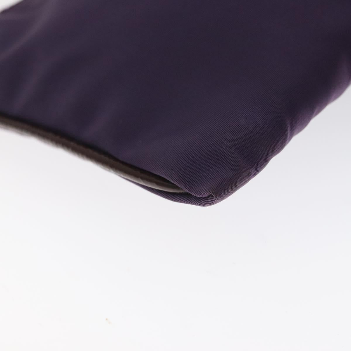 PRADA Pouch Nylon Purple Gold Auth ti3227