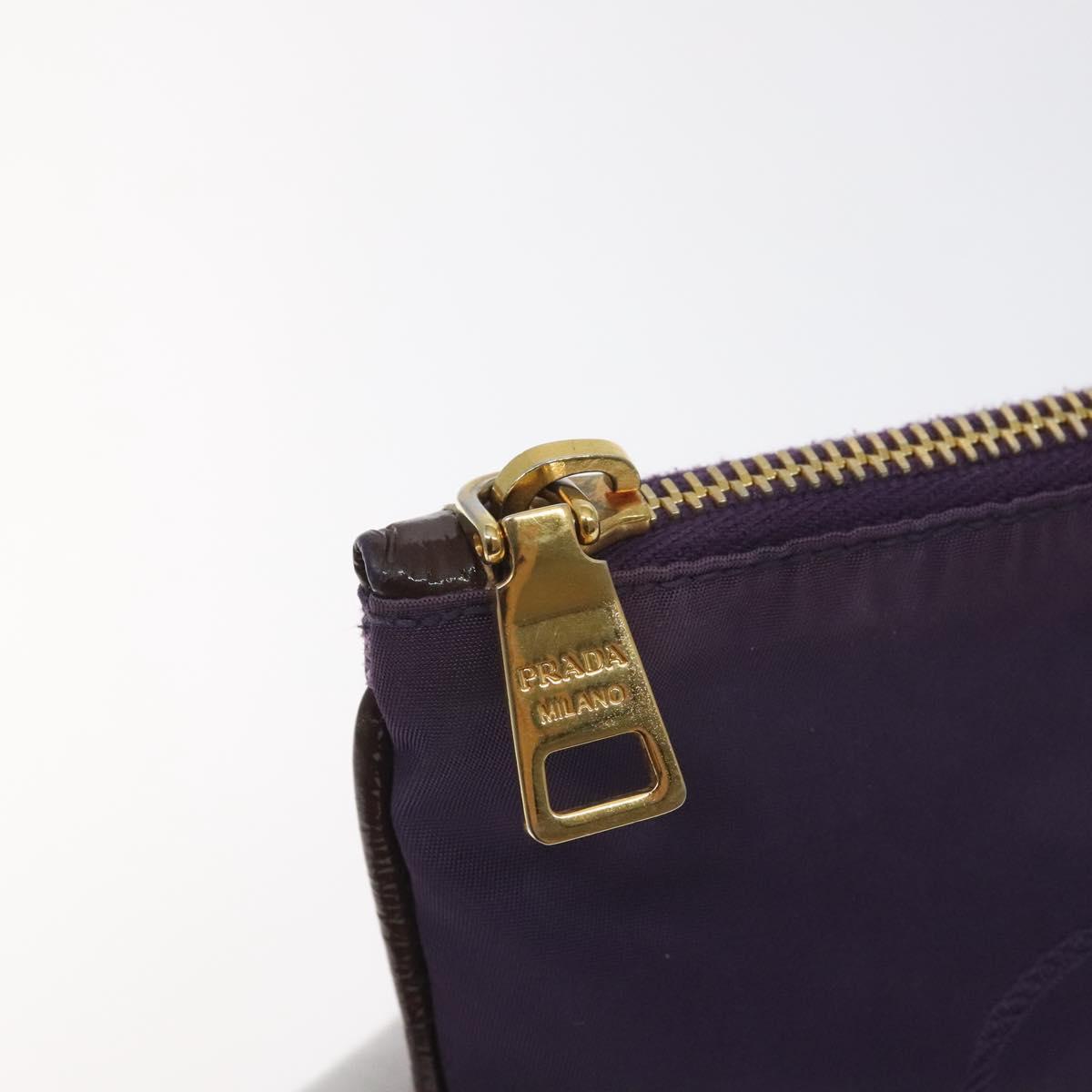 PRADA Pouch Nylon Purple Gold Auth ti3227
