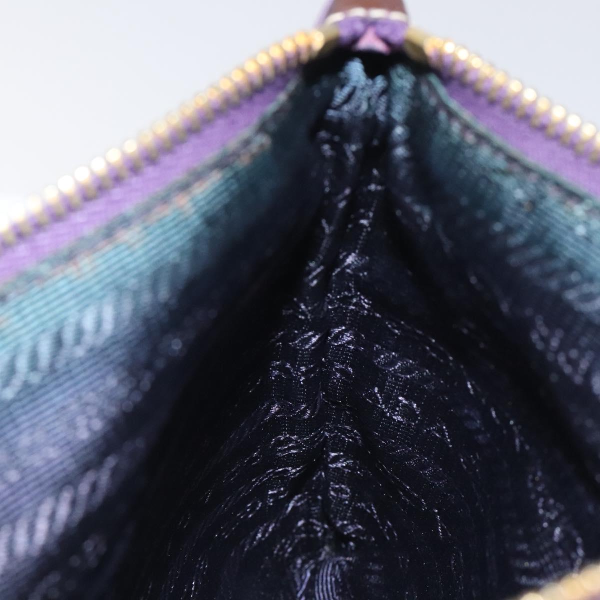 PRADA Pouch Nylon Purple Gold Auth ti3227