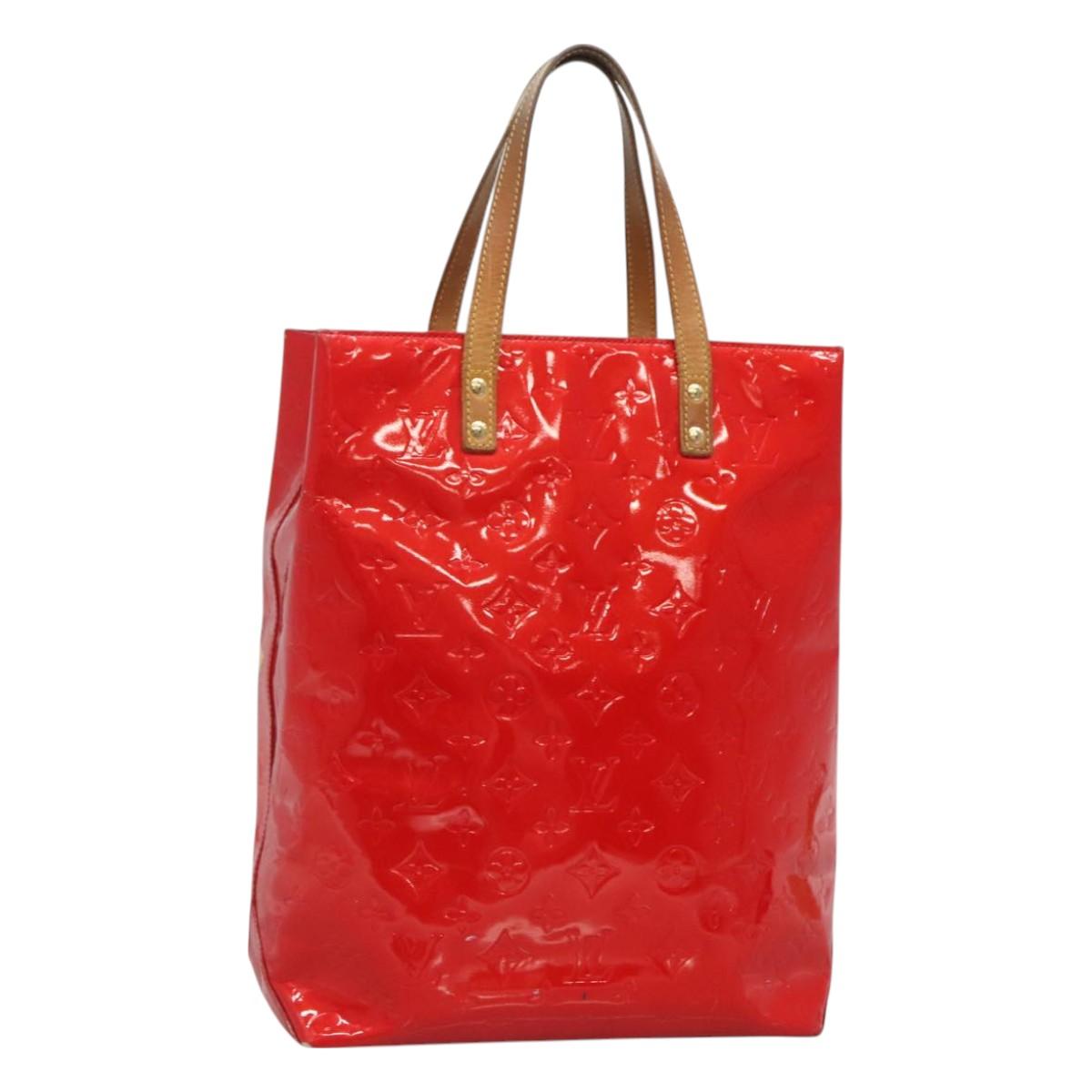 LOUIS VUITTON Monogram Vernis Reade MM Hand Bag Red Rouge M91086 LV Auth ti3239