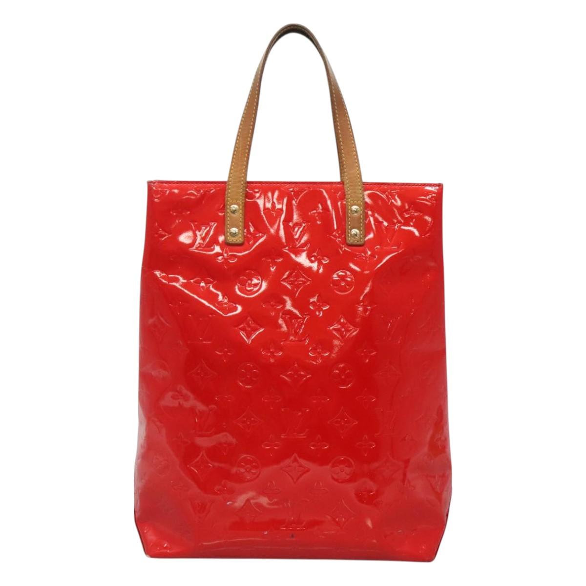 LOUIS VUITTON Monogram Vernis Reade MM Hand Bag Red Rouge M91086 LV Auth ti3239