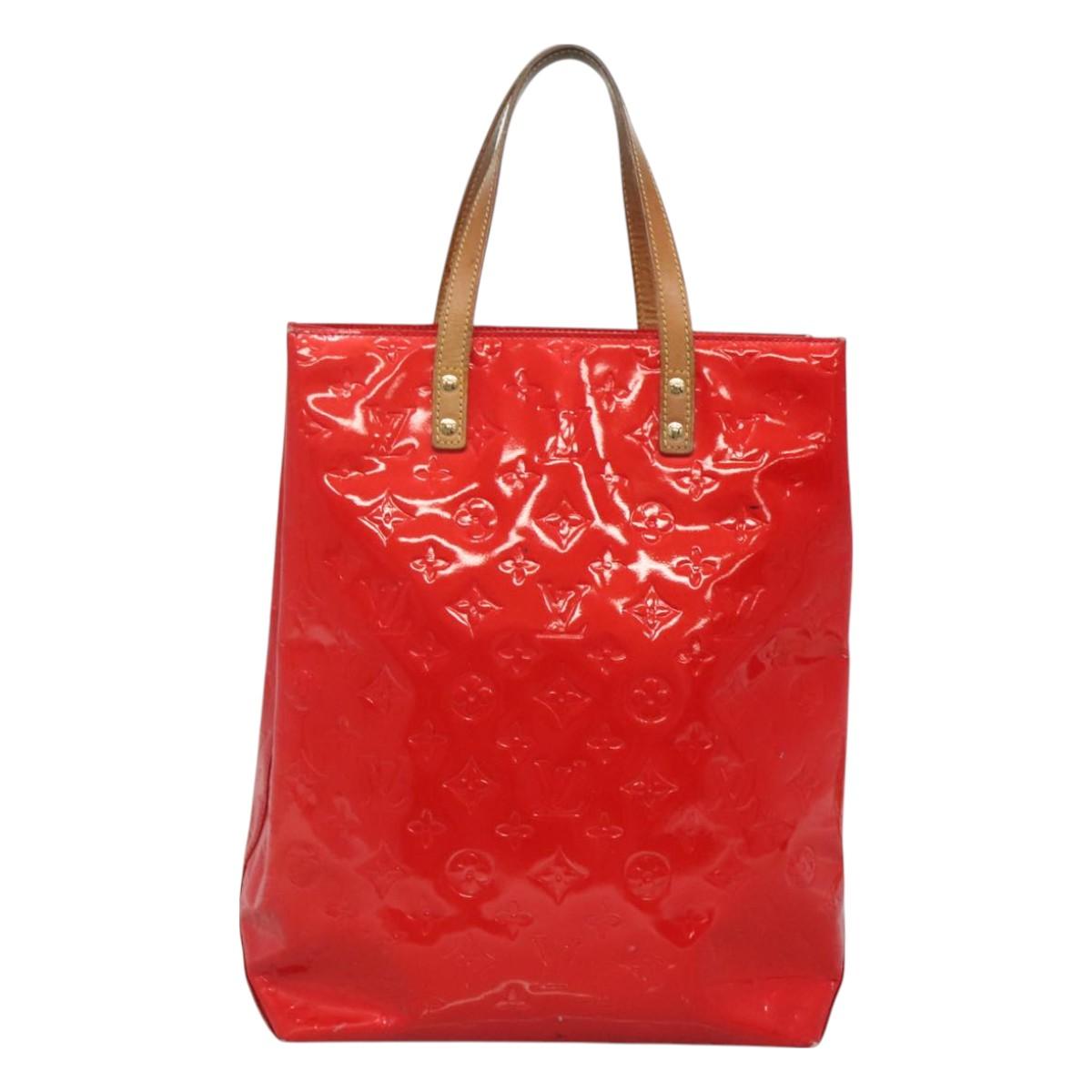 LOUIS VUITTON Monogram Vernis Reade MM Hand Bag Red Rouge M91086 LV Auth ti3239