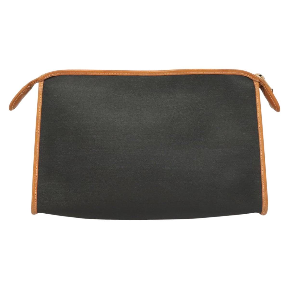 Christian Dior Clutch Bag PVC Black Gold Auth ti3240