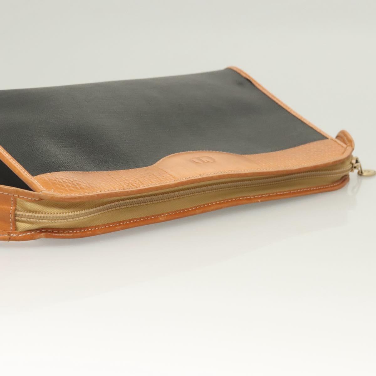 Christian Dior Clutch Bag PVC Black Gold Auth ti3240