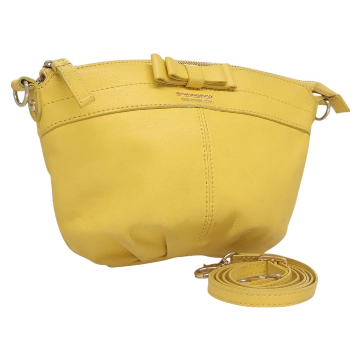 BURBERRY Blue Label Shoulder Bag Leather Yellow Gold Auth ti3250
