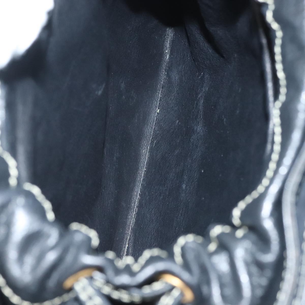 BALLY Hand Bag Leather Black Gold Auth ti3253