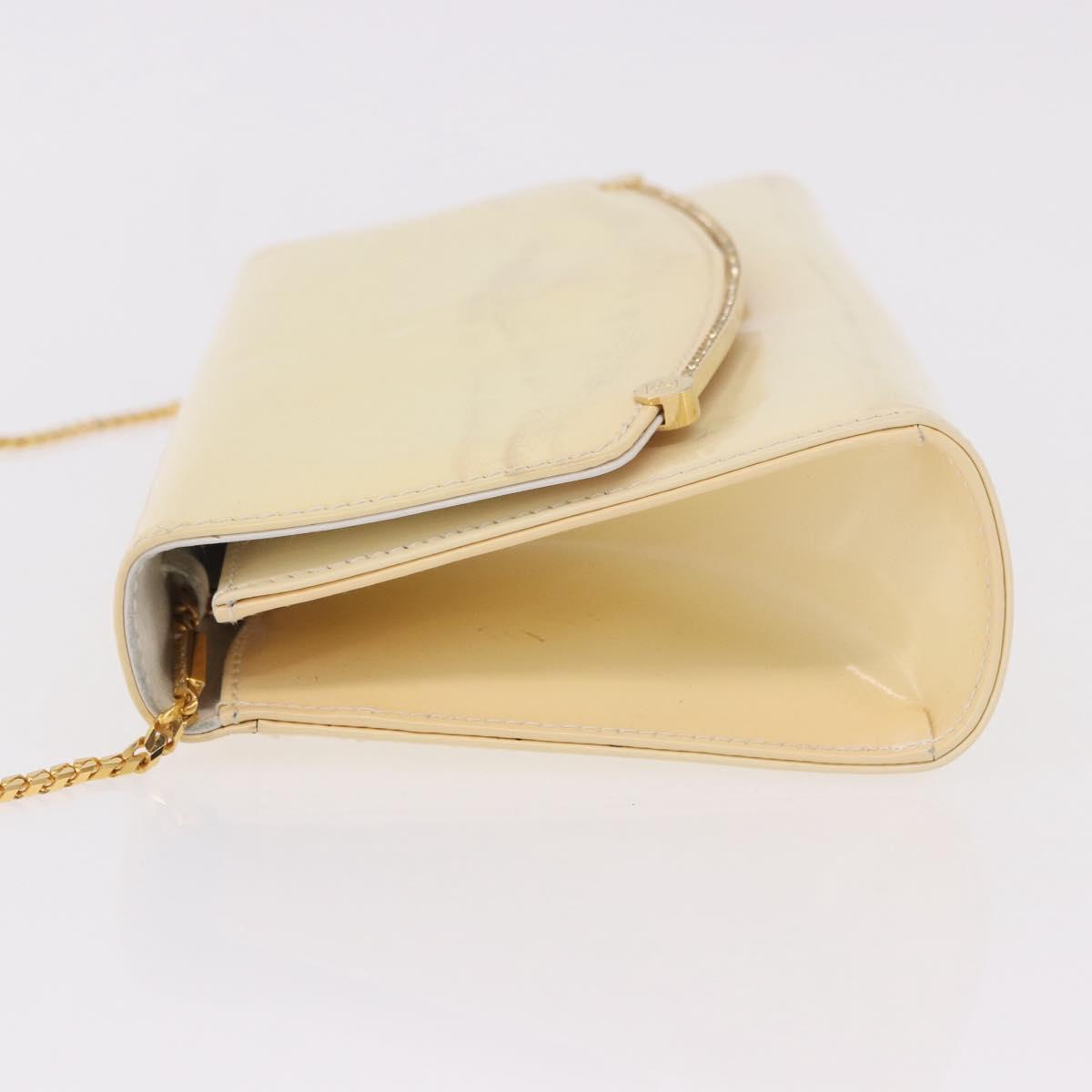 BALLY Chain Shoulder Bag Patent Leather Yellow Gold Auth ti3256