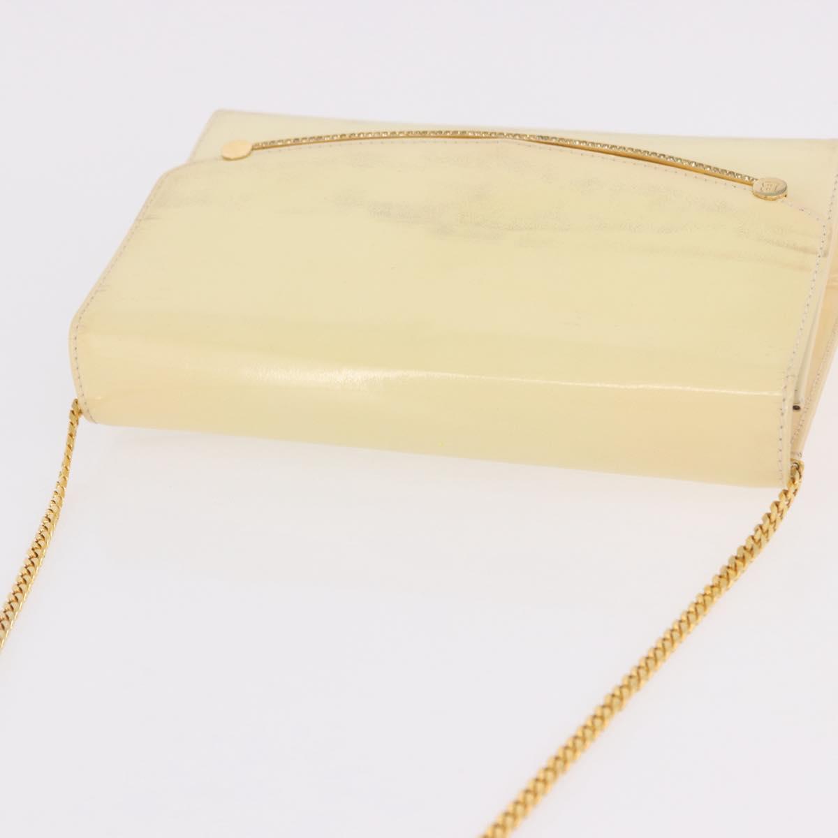 BALLY Chain Shoulder Bag Patent Leather Yellow Gold Auth ti3256