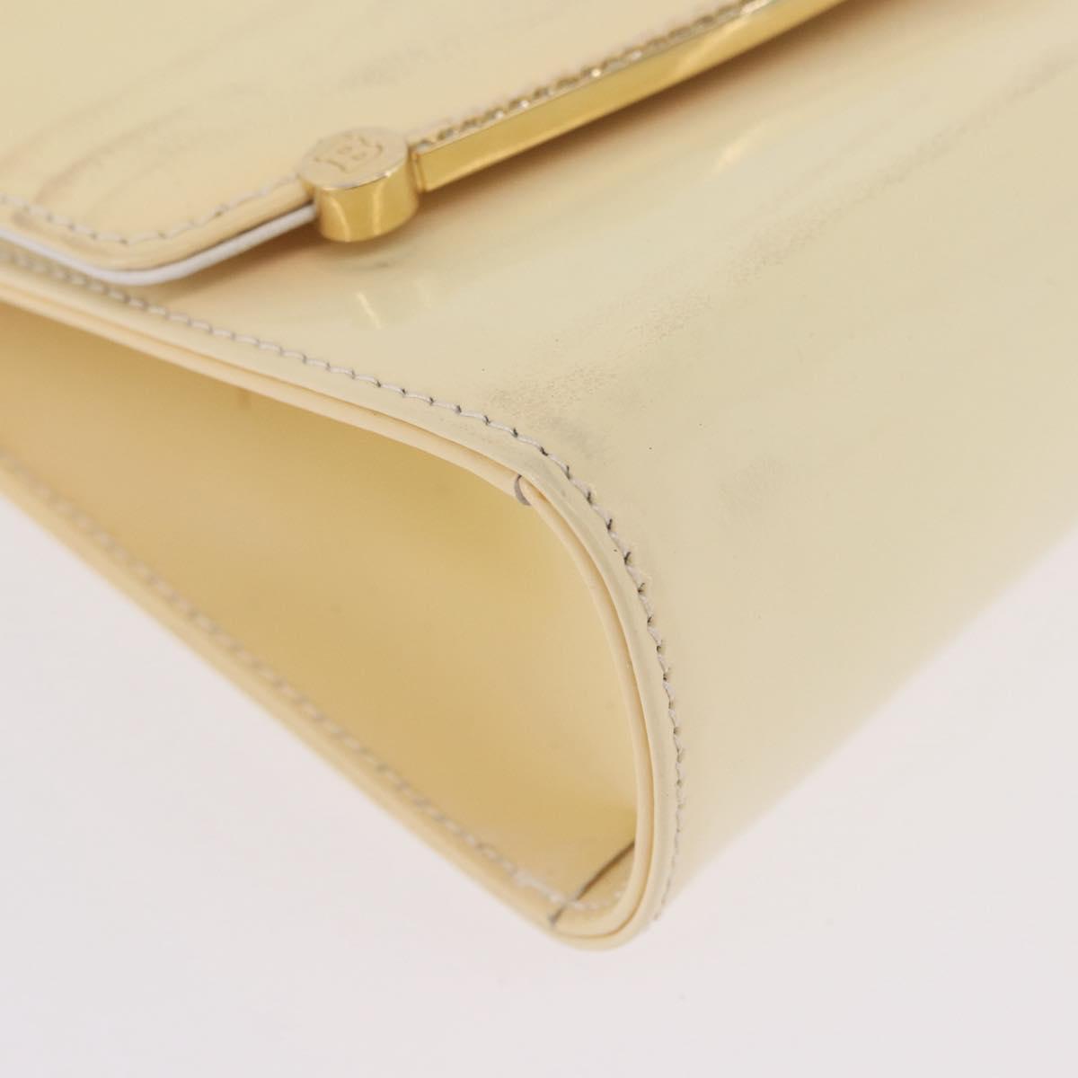 BALLY Chain Shoulder Bag Patent Leather Yellow Gold Auth ti3256