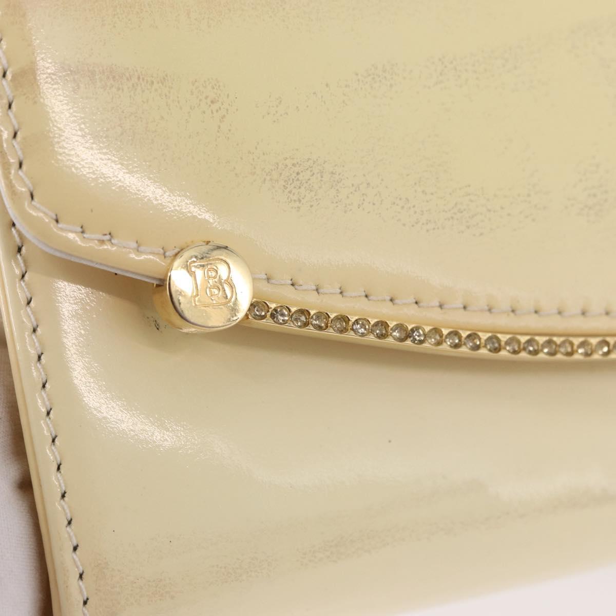 BALLY Chain Shoulder Bag Patent Leather Yellow Gold Auth ti3256