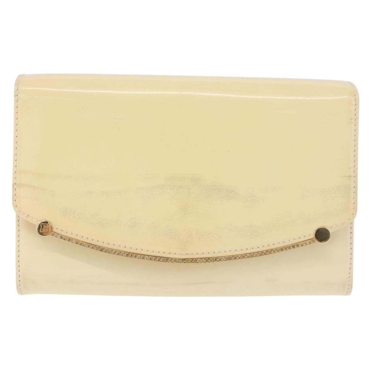 BALLY Chain Shoulder Bag Patent Leather Yellow Gold Auth ti3256