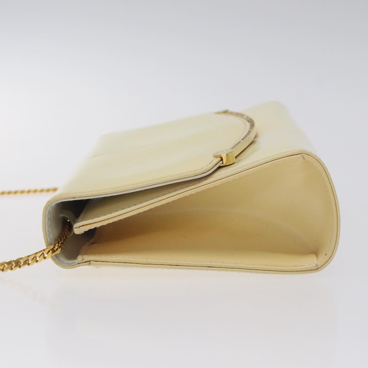 BALLY Chain Shoulder Bag Patent Leather Yellow Gold Auth ti3256