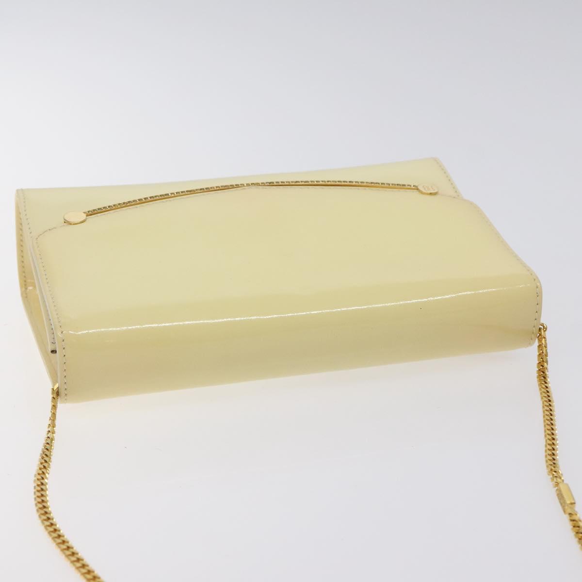BALLY Chain Shoulder Bag Patent Leather Yellow Gold Auth ti3256