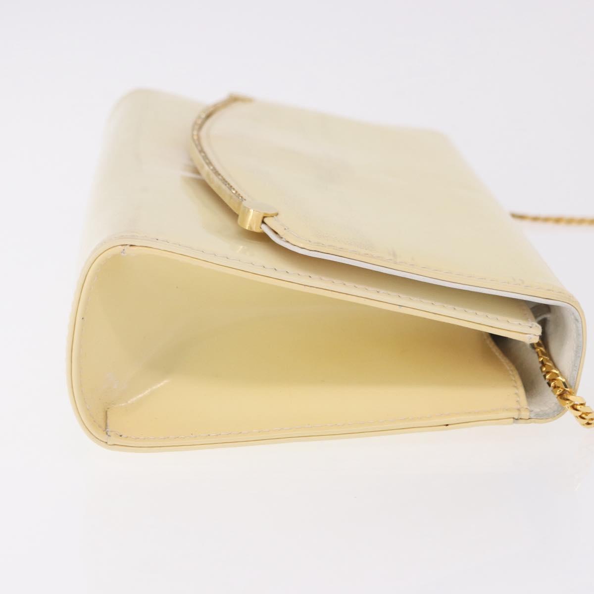 BALLY Chain Shoulder Bag Patent Leather Yellow Gold Auth ti3256