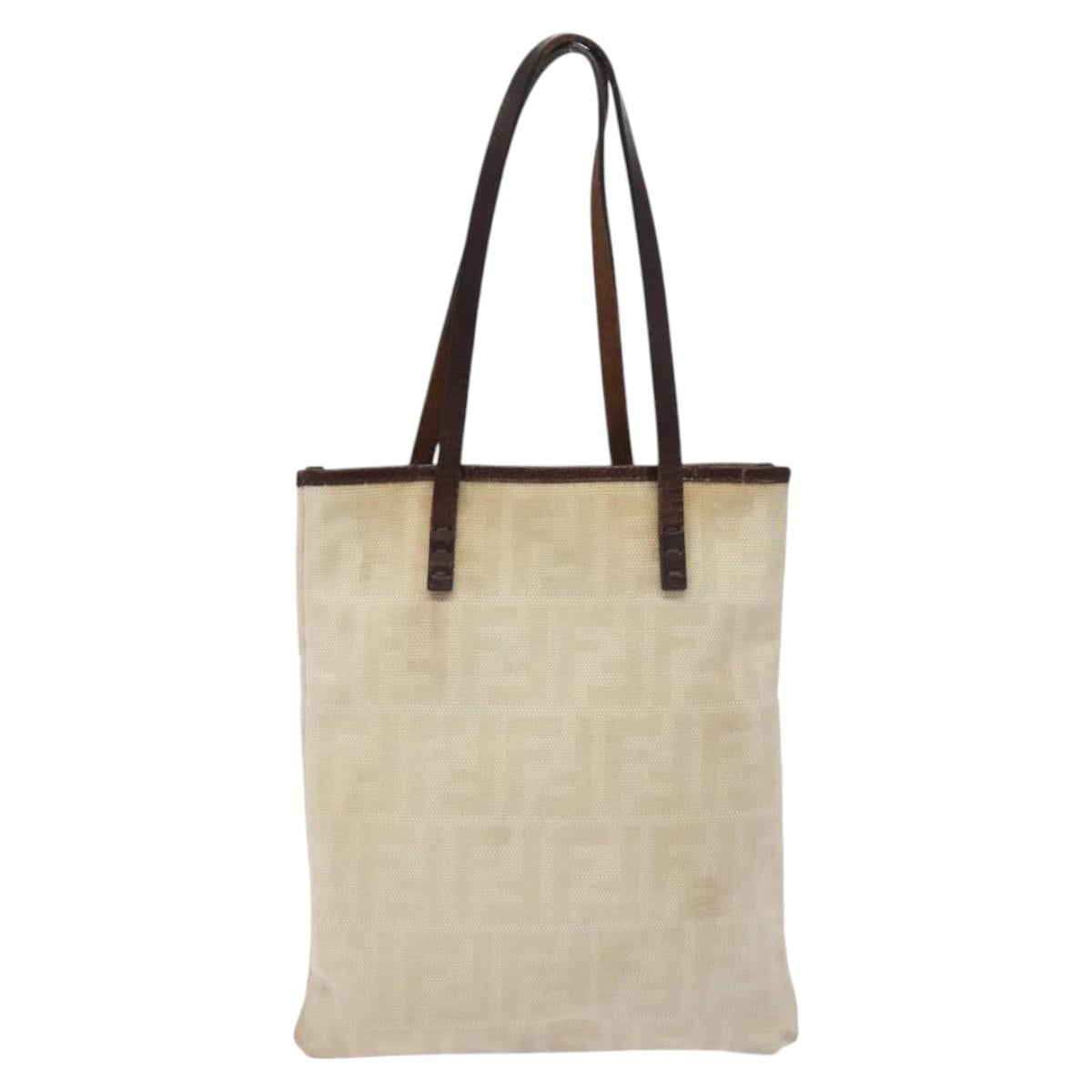 FENDI Zucca Canvas Hand Bag Beige Brown Auth ti3258