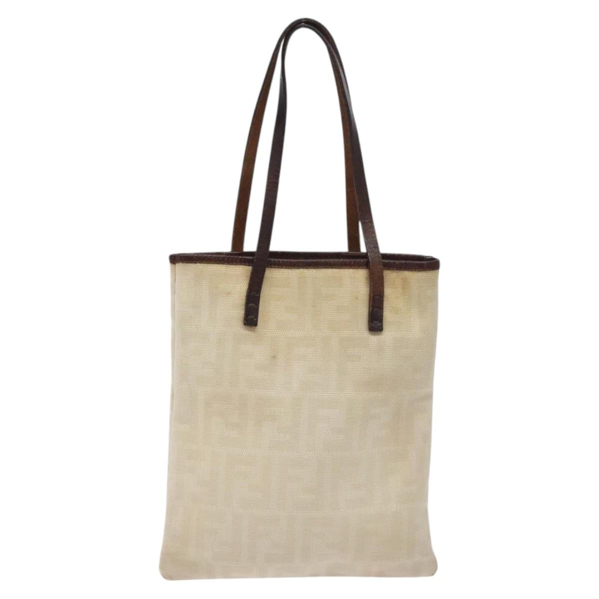 FENDI Zucca Canvas Hand Bag Beige Brown Auth ti3258