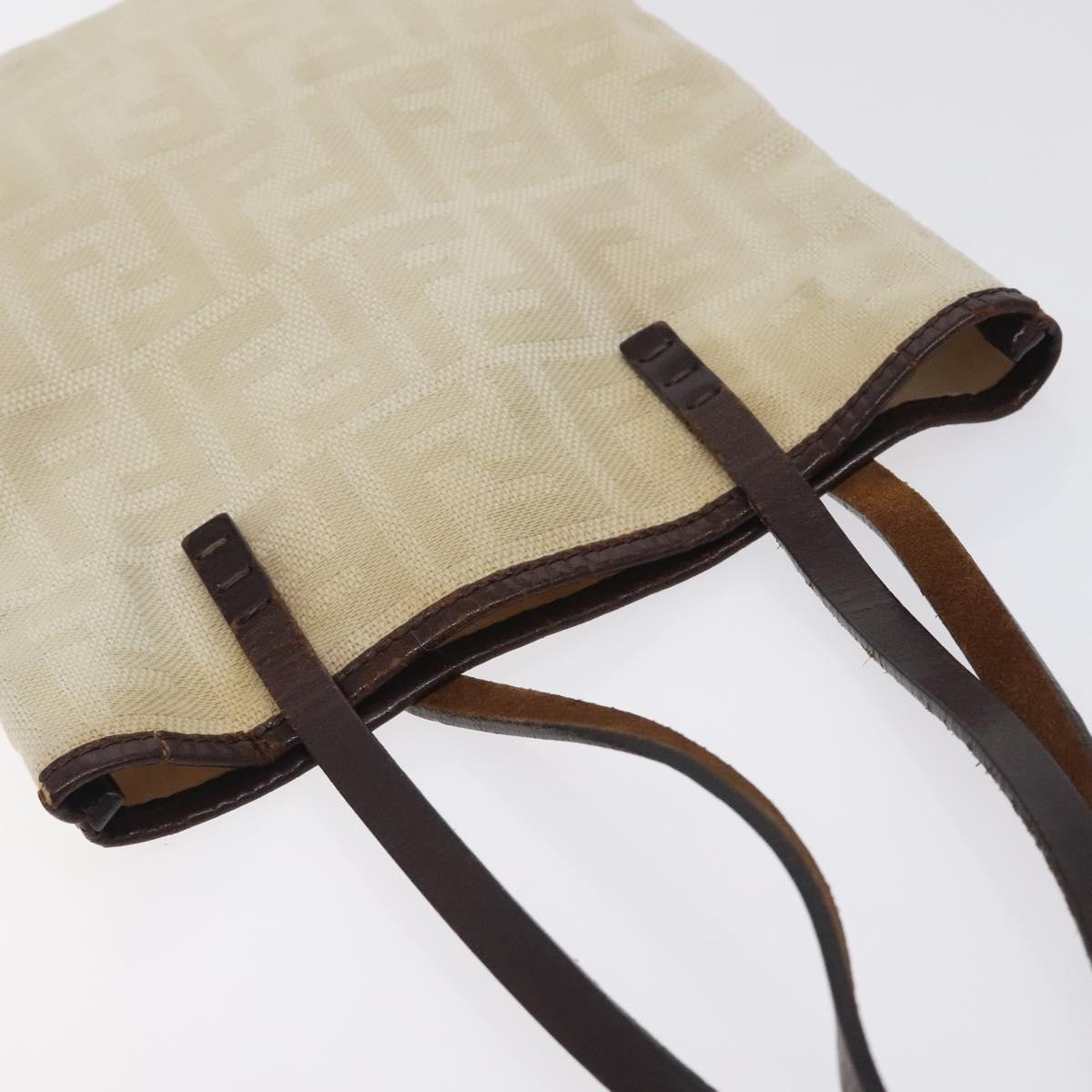 FENDI Zucca Canvas Hand Bag Beige Brown Auth ti3258