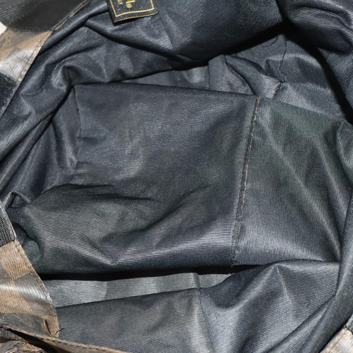 BALLY Fendi Hand Bag PVC Enamel 3Set Black Brown Auth ti3268