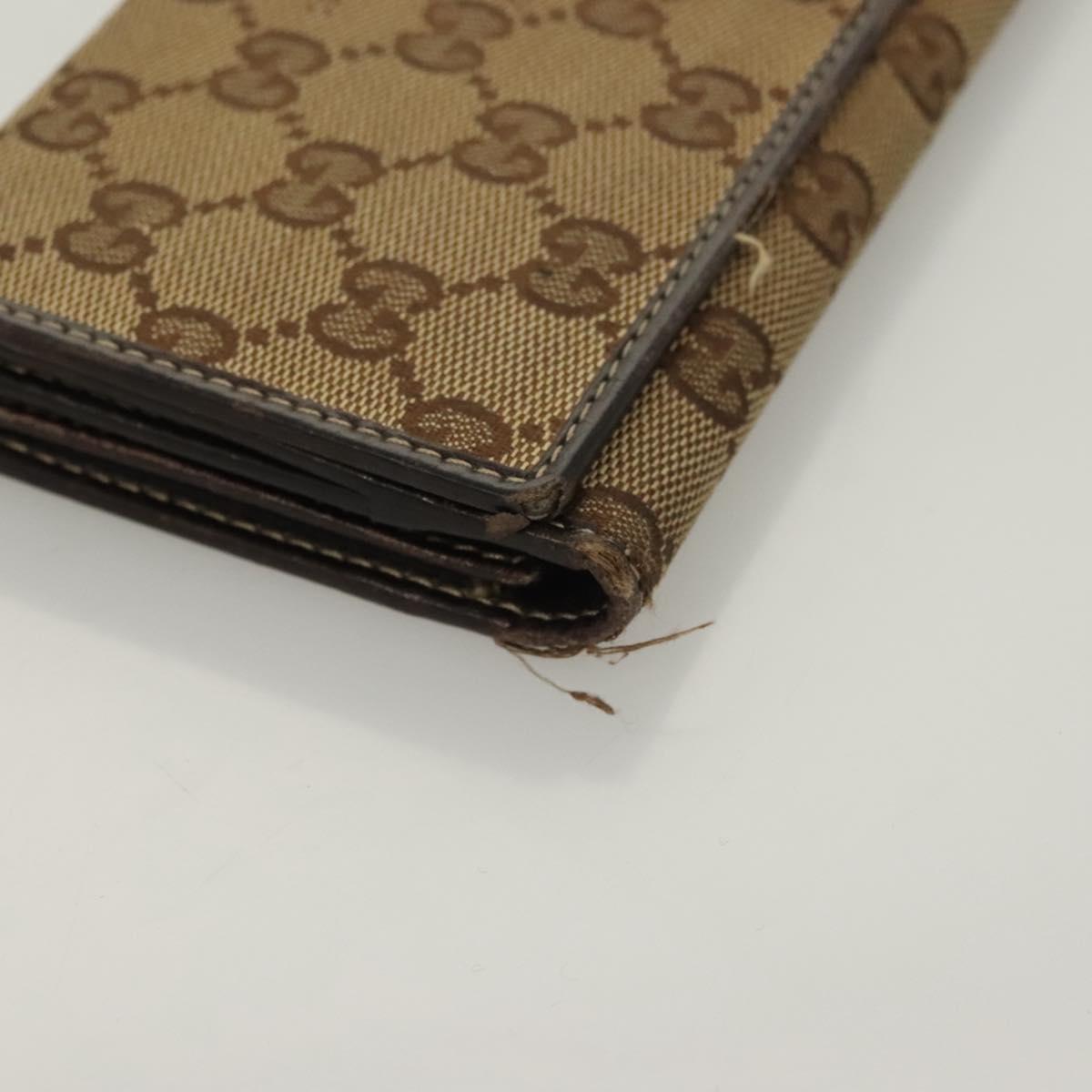 GUCCI GG Canvas Wallet Leather 4Set Black Beige gold Auth ti3271