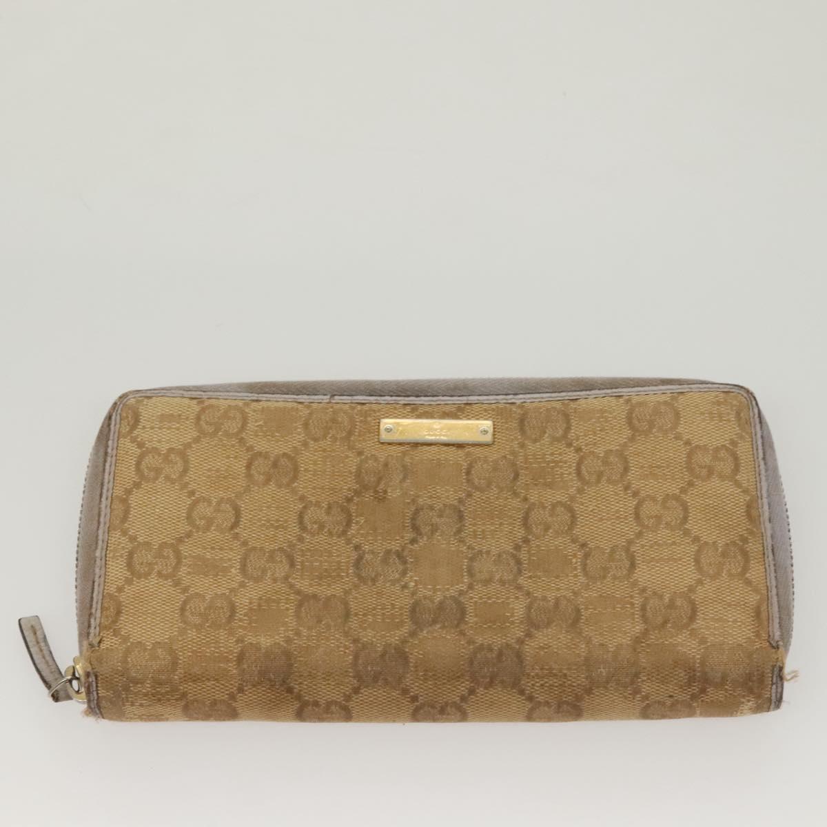 GUCCI GG Canvas Wallet Leather 4Set Black Beige gold Auth ti3271