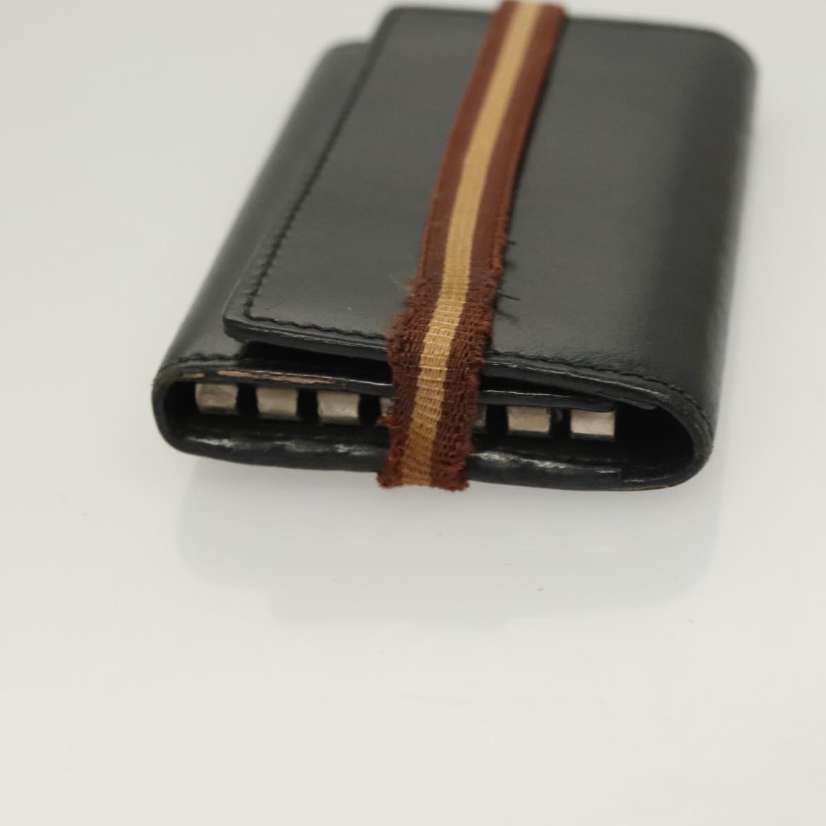 GUCCI GG Canvas Wallet Leather 4Set Black Beige gold Auth ti3271