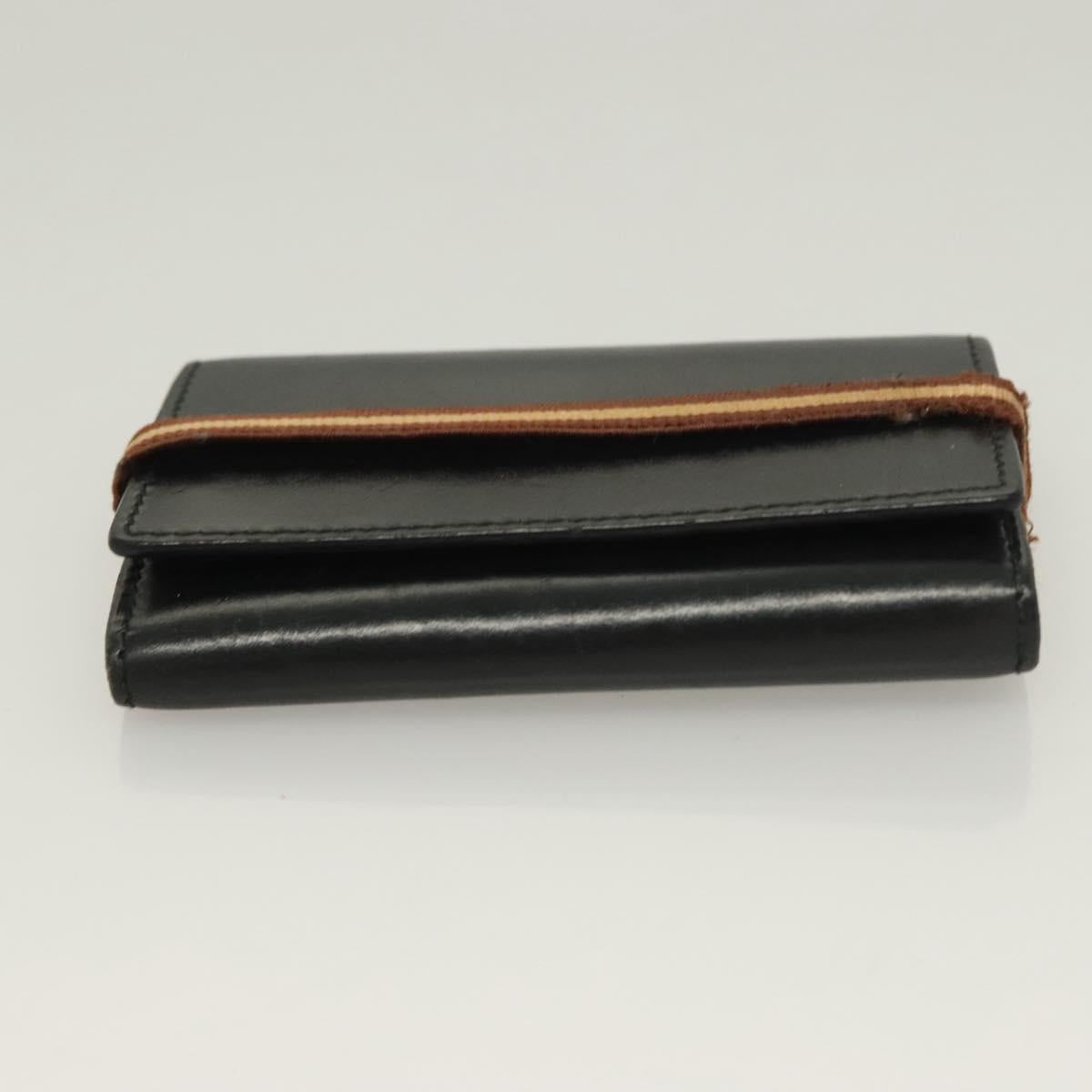 GUCCI GG Canvas Wallet Leather 4Set Black Beige gold Auth ti3271