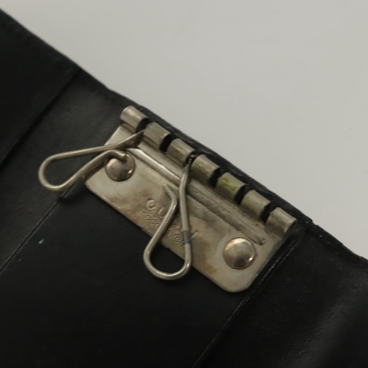 GUCCI GG Canvas Wallet Leather 4Set Black Beige gold Auth ti3271