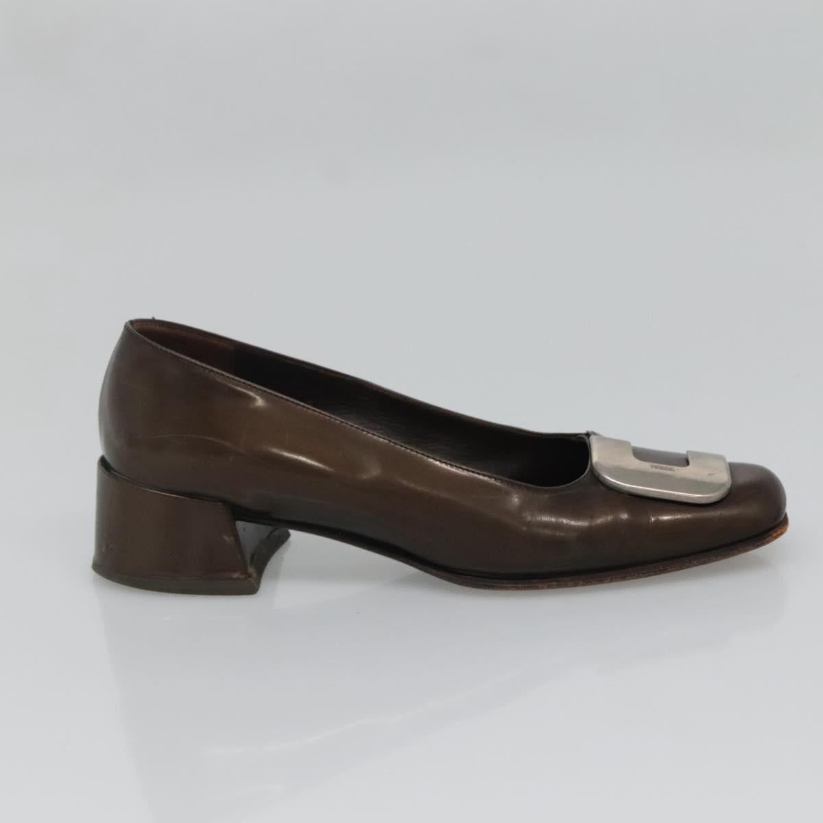 PRADA Shoes Patent leather Brown Auth ti3272