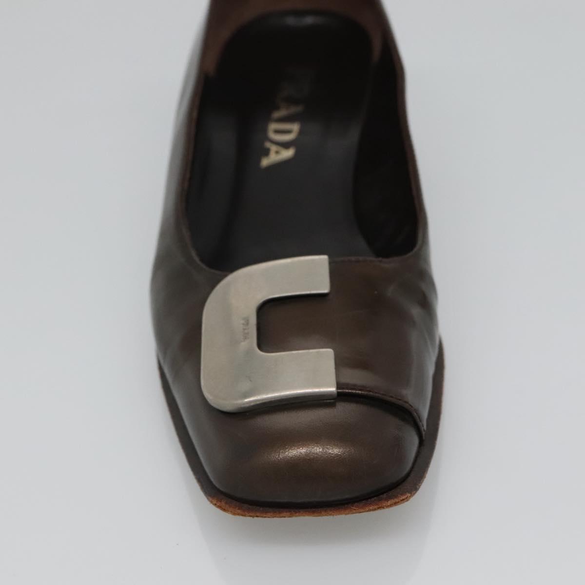 PRADA Shoes Patent leather Brown Auth ti3272