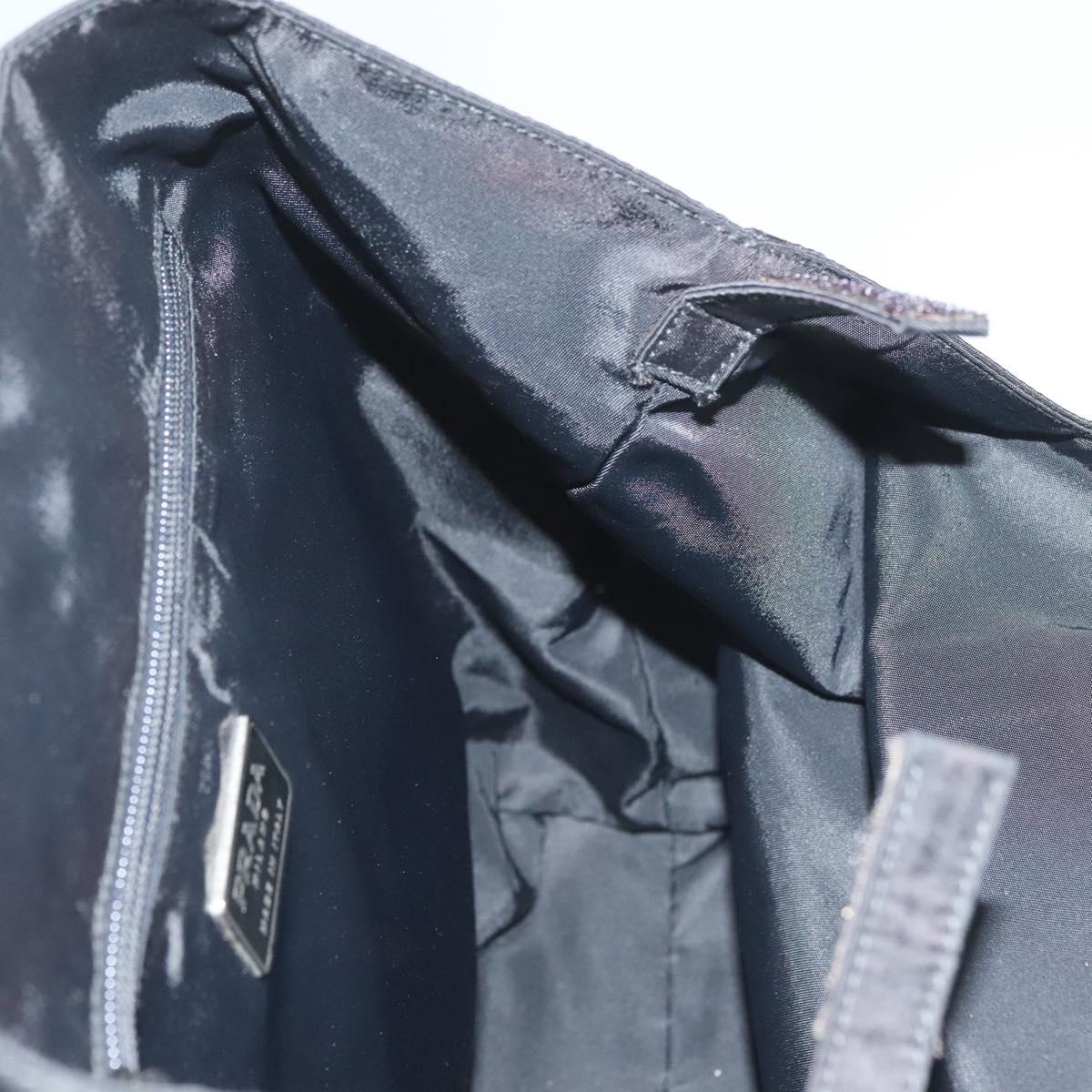 PRADA Hand Bag Nylon Black Silver Auth ti3274