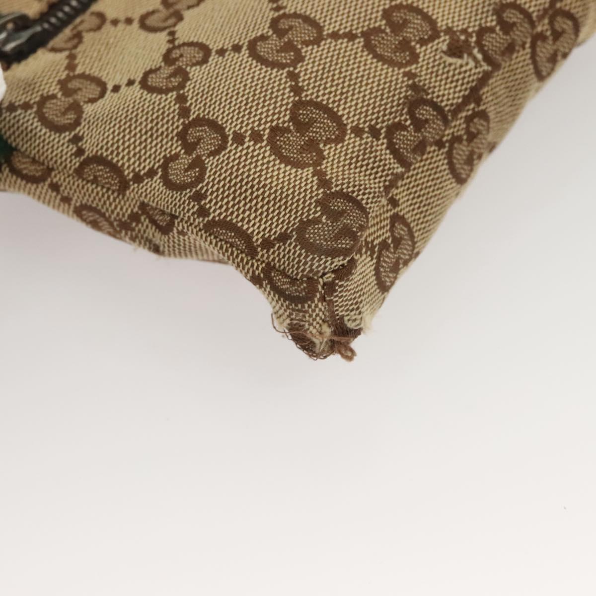 GUCCI GG Canvas Web Sherry Line Waist Bag Beige Silver 162962 Auth ti3276
