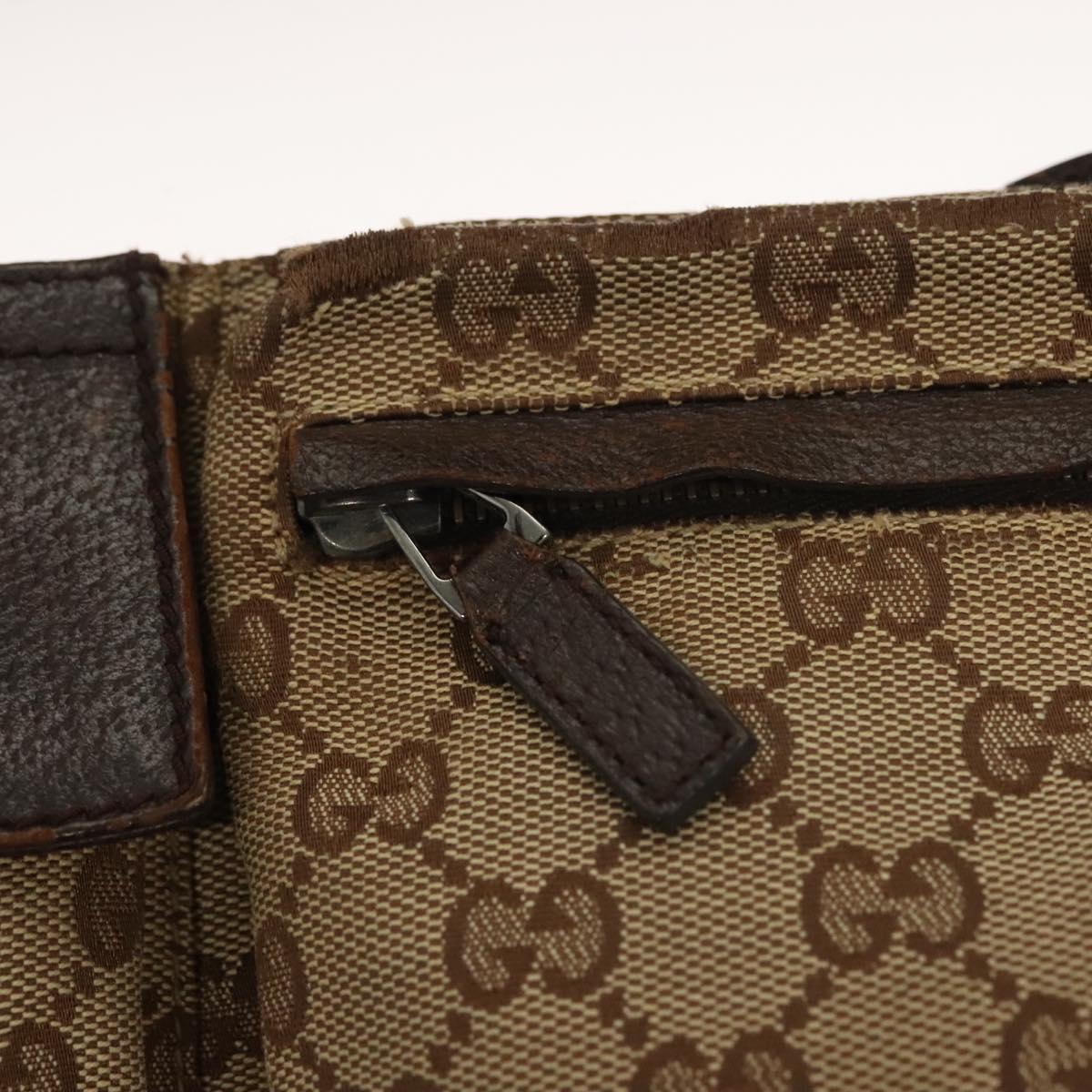 GUCCI GG Canvas Web Sherry Line Waist Bag Beige Silver 162962 Auth ti3276