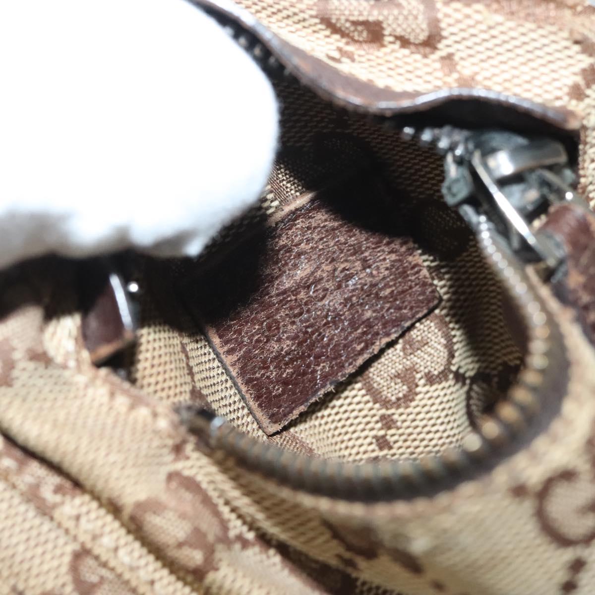 GUCCI GG Canvas Web Sherry Line Waist Bag Beige Silver 162962 Auth ti3276